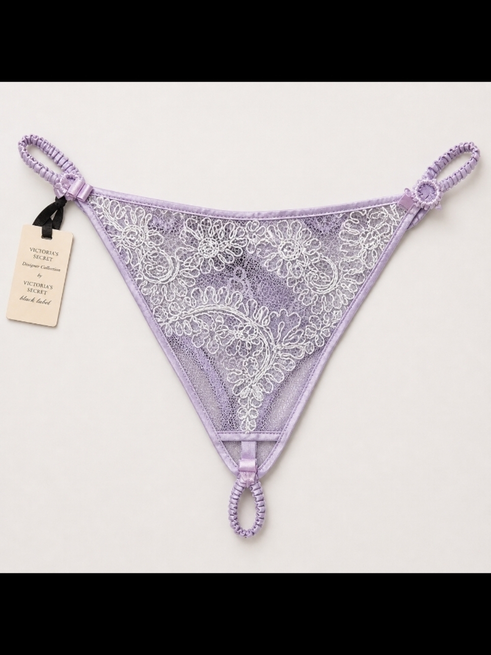 Victoria's Secret Lilac Lace (2) Thongs Size M&S with Accents And A Garter xs